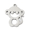 201 Stainless Steel Pendants, Monkey Charms, Stainless Steel Color, 17.5x14.5x1mm, Hole: 1.4mm