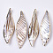 Natural Freshwater Shell Big Pendants, Edge Golden Plated, Leaf, Seashell Color, 69~73x18~19.5x5.5~7.5mm, Hole: 1.8mm
