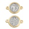 Rack Plating Religion Brass Connector Charms, Saint Benedict Medal Links, Cadmium Free & Lead Free, Long-Lasting Plated, Platinum & Real 18K Gold Plated, 15x21x3mm, Hole: 1.8mm