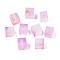Frosted Glass Beads with Golden Glitter Powder, Two Tone, Cube, Plum, 7x6x6mm, Hole: 1.4~1.5mm, about: 1818pcs/1000g