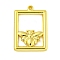 304 Stainless Steel Pendants, Rectangle with Bee Charm, Real 18K Gold Plated, 29x20x3mm, Hole: 1.8mm