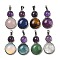 Natural & Synthetic Mixed Gemstone Pendants, Gourd Charms, with Rack Plating Platinum Tone Brass Findings, Cadmium Free & Lead Free, Mixed Dyed and Undyed, 35x19.5x7.5mm, Hole: 8x5mm