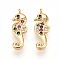 Brass Micro Pave Cubic Zirconia Pendants, Sea Horse Charms, Real 18K Gold Plated, 15.5x5.5x2mm, Hole: 1mm