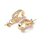Brass Crystal Rhinestone Twister Clasps, Cadmium Free & Nickel Free & Lead Free, for Half Drilled Beads, Real 18K Gold Plated, 20.5mm, Clasps: 12.5x5x7mm, Pin: 0.6mm