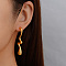 Simple Stainless Steel Geometric Teardrop Stud Earrings, Golden, 45.85x13.64mm