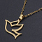 201 Stainless Steel Pendants Necklaces, with Cable Chains and Lobster Claw Clasps, Pigeon, Golden, 17.71 inch(45cm), 1.5mm