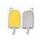 Brass Enamel Pendants, Cadmium Free & Nickel Free & Lead Free, Ice-Lolly, Real Platinum Plated, Gold, 20x9x2mm, Hole: 1.5mm