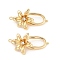 Brass Micro Pave Clear Cubic Zirconia Fold Over Clasps, Cadmium Free & Nickel Free & Lead Free, Flower, Real 18K Gold Plated, 35.5x18.5mm, Hole: 1.4mm