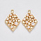 Brass Pendants, with ABS Plastic Imitation Pearl, Nickel Free, Rhombus, Real 18K Gold Plated, 21x14x4mm, Hole: 1mm