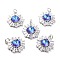 Brass Micro Pave Cubic Zirconia Pendants, Long-Lasting Plated, Real 18K Gold Plated with Glass, Snowflake, Royal Blue, 21.2x17.5x6.7mm, Hole: 3.6mm