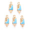 Alloy Enamel Pendants, Cadmium Free & Lead Free, Light Gold, Ice Cream, Sky Blue, 18.5x7x3.5mm, Hole: 1.6mm