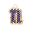 Handmade MIYUKI Seed Beads, Loom Pattern Letter Pendants, with 304 Stainless Steel Jump Rings, Letter N, 15x9x2mm, Hole: 2.5mm
