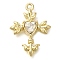 Rack Plating Alloy Pendants, with Rhinestone, Heart, Cross, Golden, 23.5x17.5x3.5mm, Hole: 1.6mm