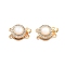 Brass Micro Pave Clear Cubic Zirconia Box Clasps, Nickel Free, with Resin, Flat Round, 2-Strand, 4-Hole, Real 18K Gold Plated, 10x16x7mm, Hole: 1~1.2mm