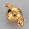 Brass Magnetic Clasps with Loops, with Open Jump Rings, Nickel Free, Round, Golden, 14x8mm, Hole: 2mm