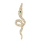 Brass Micro Pave Cubic Zirconia Pendants, Snake, Golden, Colorful, 31x10x2.5mm, Hole: 3.5x2.5mm
