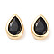 Brass Cubic Zirconia Beads, Cadmium Free & Nickel Free & Lead Free, Teardrop, Real 18K Gold Plated, Black, 11x8x4mm, Hole: 2.5x1.2mm