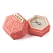 Embossed Hexagon Plastic Pendant Necklace Storage Boxes, with Sponge, Salmon, 5.5x5x4.85cm