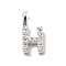 925 Sterling Silver with Cubic Zirconia Charms, Letter, Letter H, 10.5x4.5x1.5mm, Hole: 2.5x1.5mm