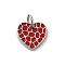 Brass Enamel Charms, Heart Charm, with Jump Ring, Rack Plating, Lead Free & Cadmium Free, Long-Lasting Plated, Platinum, 10x10x1mm, Hole: 3.5mm