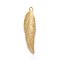 201 Stainless Steel Pendants, Leaf, Real 24K Gold Plated, 38x9.5x1.5mm, Hole: 1.8mm