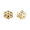 Flower Brass Cubic Zirconia Bead Caps, Cadmium Free & Lead Free, 6-Petal, Long-Lasting Plated, Real 18K Gold Plated, 8.5x1.2mm, Hole: 2.5mm