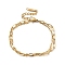 Ion Plating(IP) 304 Stainless Steel Paperclip & Dapped Chains Double Layer Multi-strand Bracelet for Women, Real 14K Gold Plated, 6-1/4 inch(16cm)~6-1/2 inch(16.5cm)