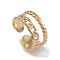 Ion Plating(IP) 304 Stainless Steel Cuff Rings, Hollow Out Chain Element Wide Band Ring for Women, Real 14K Gold Plated, 10mm, Inner Diameter: 17.6mm