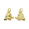 Brass Micro Pave Colorful Cubic Zirconia Charms, Cadmium Free & Nickel Free & Lead Free, with Jump Ring, Elephant Charms, Real 18K Gold Plated, 10x10x1.5mm, Hole: 3.2mm
