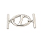 Brass Toggle Clasps, Cadmium Free & Nickel Free & Lead Free, Oval, Platinum, Oval: 19.5x13.5x2.5mm, Hole: 6x7mm, Bar: 15.5x4.5x2.5mm, Hole: 1.2mm