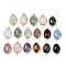 Natural & Synthetic Mixed Gemstone Faceted Connector Charms, Rack Plating Brass Oval Links, Golden, Mixed Dyed and Undyed, 22.5~23x13.5~14x6mm, Hole: 1.4mm