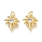 Brass Micro Pave Clear Cubic Zirconia Charms, with Jump Ring, Coconut Tree, Golden, 11x9.5x2.5mm, Hole: 1.5mm, Jump Rings: 3.5x0.8mm