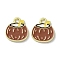 Fruit Alloy Enamel Charms, Coconut,  Light Gold, Saddle Brown, 14x12x1.5mm, Hole: 1.6mm