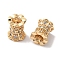 Brass Micro Pave Clear Cubic Zirconia Beads, Cadmium Free & Nickel Free & Lead Free, Barrel, Wavy edge, Real 18K Gold Plated, 8x6.5mm, Hole: 1.8mm