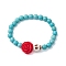 Halloween Skull & Round Synthetic Turquoise Beaded Stretch Bracelets, Resin Flower Bracelets for Women, Inner Diameter: 2-3/8 inch(6cm)