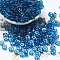 Transparent Colours Glass Seed Beads, Column, Dodger Blue, 6x3mm, Hole: 1.4mm, about 2027pcs/pound