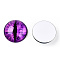 Glass Cabochons, Half Round with Evil Eye, Vertical Pupil, Dark Orchid, 20x6.5mm