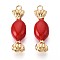 304 Stainless Steel Pendants, with Enamel, Candy Charm, Real 14K Gold Plated, Crimson, 25x8x5.5~6mm, Hole: 1.6~1.8mm