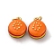 Brass Enamel Charms, Hamburger Charm, with Jump Ring, Cadmium Free & Lead Free, Rack Plating, Long-Lasting Plated, Real 18K Gold Plated, Dark Orange, 13x11x7.5mm, Hole: 3.5mm