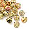 Brass Enamel Beads, Cadmium Free & Lead Free, with Rhinestone, Golden, 8mm, Hole: 1mm