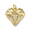 Brass Micro Pave Cubic Zirconia Pendants, Diamond Charms, Long-Lasting Plated, Rack Plating, Lead Free & Cadmium Free, with Jump Ring, Real 18K Gold Plated, 17x18.5x3.5mm, Hole: 3.5mm