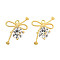 Brass Micro Pave Cubic Zirconia Pendants, Bowknot, Golden, 19.5x15.5x7mm, Hole: 1.4mm