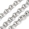 304 Stainless Steel Textured Cable Chains, Unwelded, Oval, with Spool, Stainless Steel Color, 10.5x7.5x2.5mm