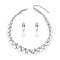 Rhombus Alloy & Plastic Pearl & Crystal Rhinestone Pendant Necklace & Stud Dangle Earring, Platinum, 360mm