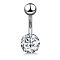 Clear Cubic Zirconia Belly Button Rings, Stainless Steel Piercing Navel Rings, Curved Barbell Body Jewelry for Women, Stainless Steel Color, Round, 8~13mm, Bar: 10x1.5mm