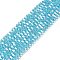Transparent Glass Beads, 32 Facets, AB Color Plated, Round, Deep Sky Blue, 4.5x4mm, Hole: 1mm, about 87~93pcs/strand, 32~33cm