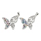 Brass Micro Pave Cubic Zirconia Pendants, Cadmium Free & Lead Free, Butterfly, Platinum, 28x31x3mm, Hole: 4x3mm