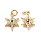 Rack Plating Brass Micro Pave Cubic Zirconia Pendants, Long-Lasting Plated, Cadmium Free & Lead Free, with Jump Ring, Star Charm, Real 14K Gold Plated, 15x10.5x3mm, Hole: 3.5mm