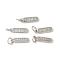 Brass Pendants, Oval with Word Charms, with Jump Ring, Long-Lasting Plated, Lead Free & Cadmium Free, Platinum, 14x4x1.5mm, Hole: 3.5mm