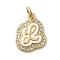 Brass Micro Pave Cubic Zirconia Pendants, Cadmium Free & Nickel Free & Lead Free, with Jump Rings, Real 18K Gold Plated, Letter L, 17x14x2mm, Hole: 3.8mm